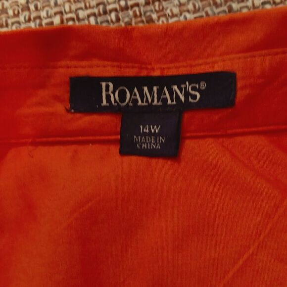 Roman's Women's Longsleeve Dress Shirt Button Down Orange 14W - Picture 2 of 3